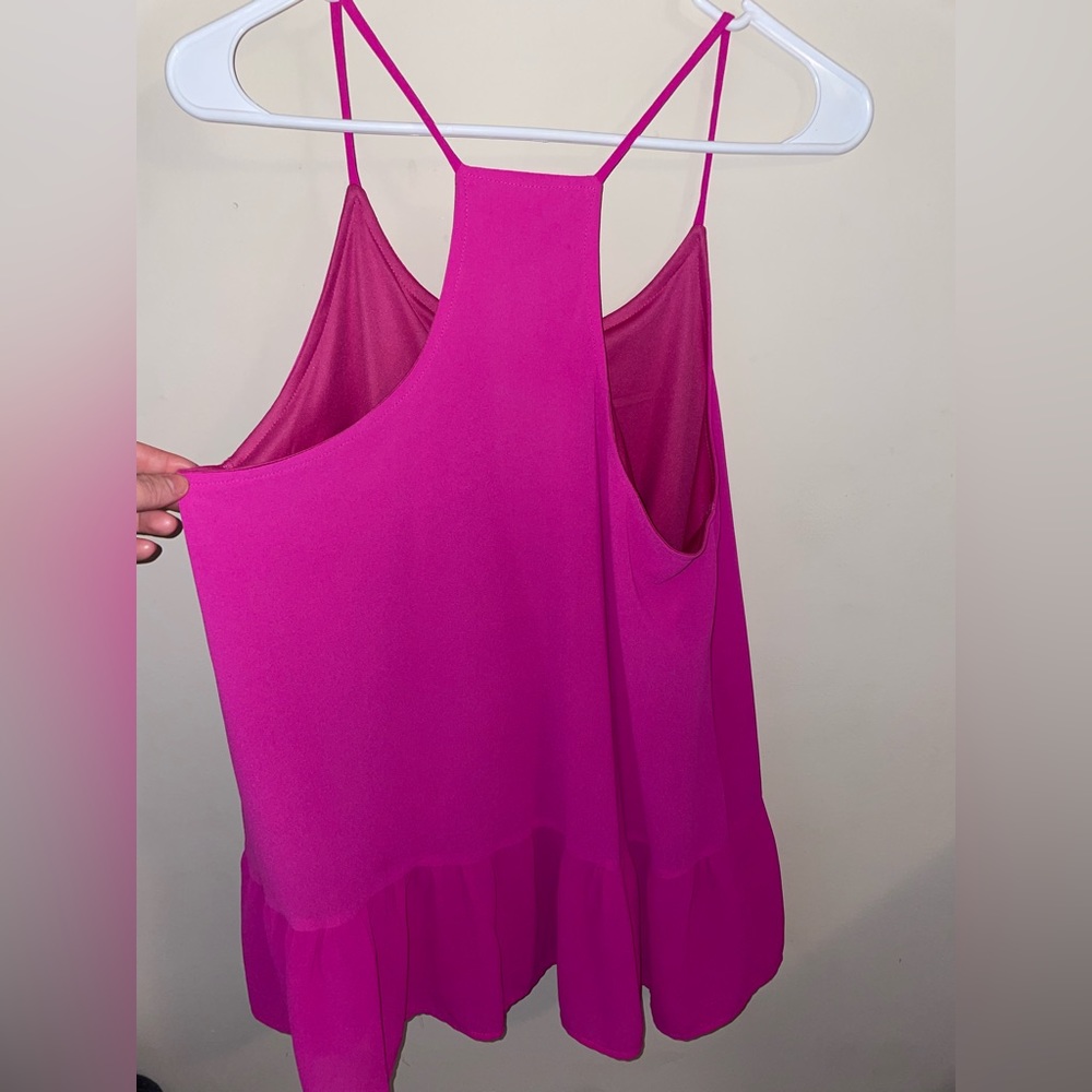 Pink Flowy Top with Ruffle Bottom - Picture 3 of 3